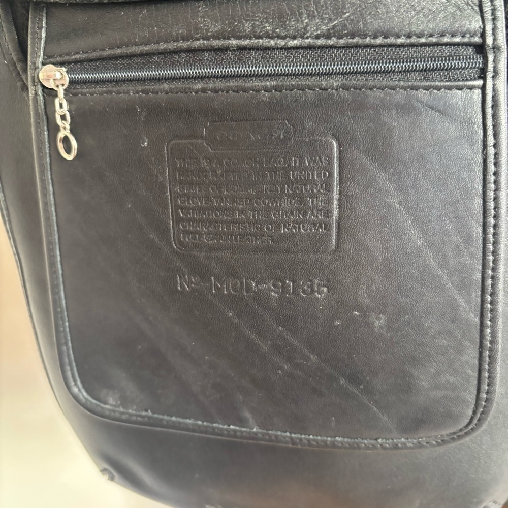 Coach VTG Hippie Flap Crossbody Black Leather Slim Saddle Boho Y2K - Picture 9 of 14